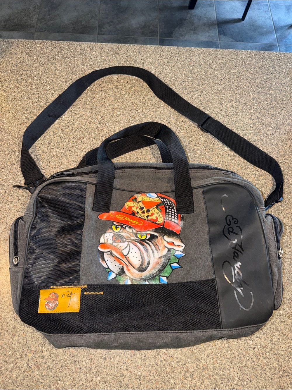 Ed Hardy y2k style Duffel Bag with Bulldog